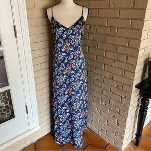 90s Vintage Floral Maxi Slip Dress Boho Festival Whimsy Goth Elegant Cocktail L